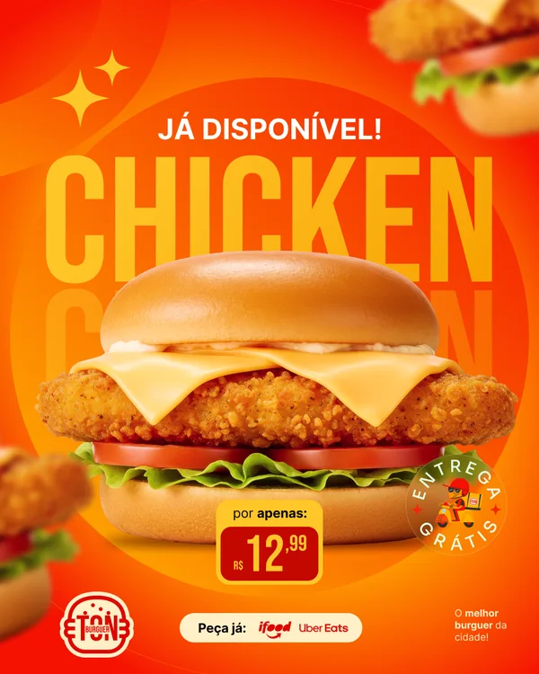 Post de hamburgueria: Chicken já disponível