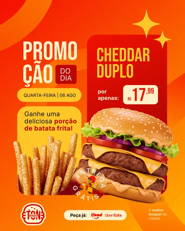 Post de hamburgueria: Promoção do dia: cheddar duplo