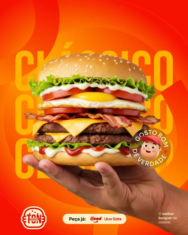 Post de hamburgueria: Clássico, gosto bom de verdade